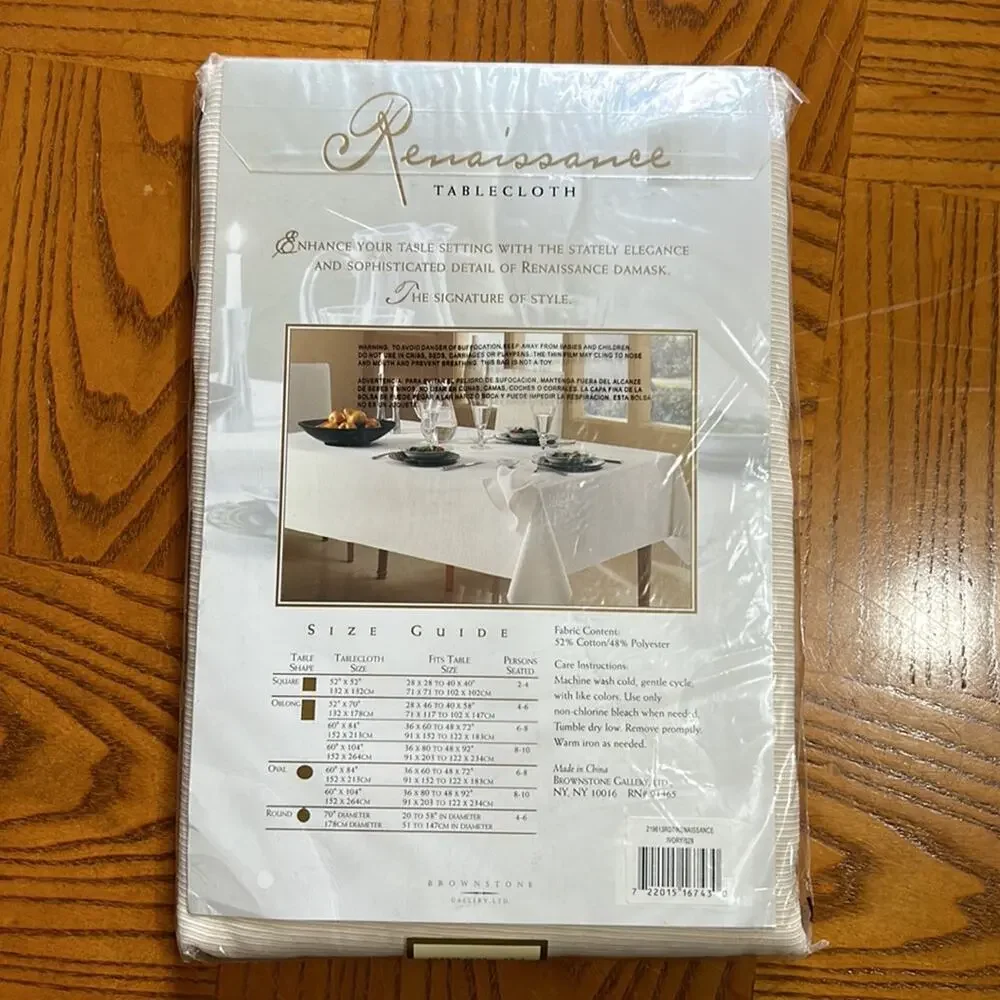 Renaissance Tablecloth Ivory Textured Ribbed 70